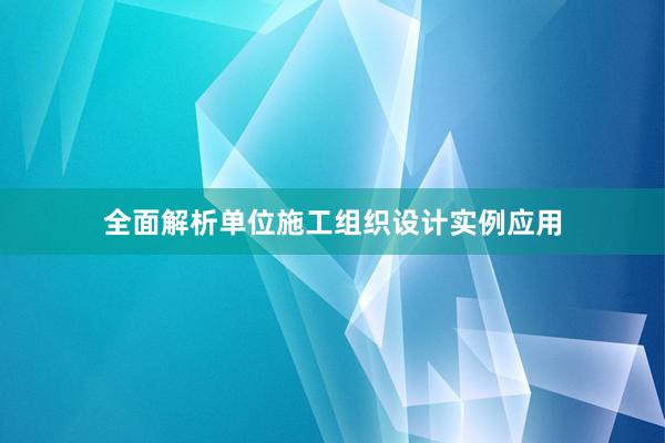 全面解析单位施工组织设计实例应用